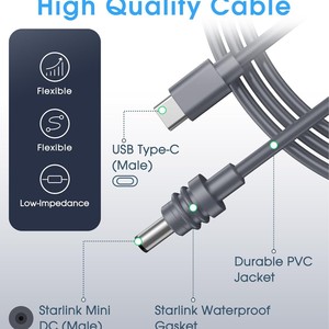 Cavo Starlink Mini Intrecciato da 2m Impermeabile in PVC, Prolunga per Ricarica Rapida Dispositivi Android e <span class=keywords><strong>Auto</strong></span>, Cavo Dati PD100W a Prezzo di Fabbrica - Product Image 3