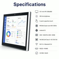 Panel de Control Inteligente para Hogar de 10.1 Pulgadas con Android 15 RK3566, Montaje en Pared, Pantalla Táctil POE, Tablet HMI con Red Ethernet RS485