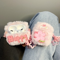 Nouveaux designs d'hiver, pelucheux, mignons, colorés, cadeaux pour filles, étuis de protection pour écouteurs