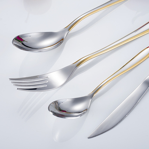 Juego de cubiertos contemporáneos al por mayor, cucharas para cena, restaurante, boda, fiesta, cubiertos dorados de acero inoxidable, 4 piezas - Product Image 5