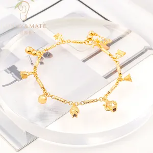 Fashion New 24k Gold Plated Fashion Jewellery Woman Anklet Premium Sense Irregular Pendant Bell Woman Anklet