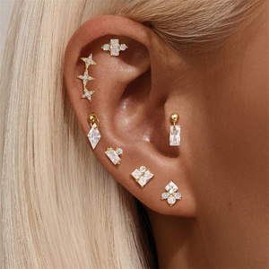 Pendiente de bola irregular exquisito de plata 925 con baño de oro de 18K de Canner, de moda para mujer - Product Image 3