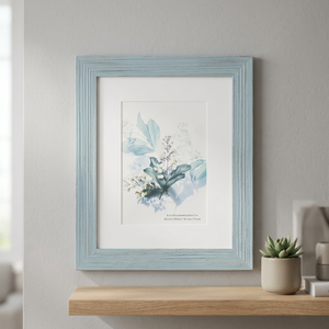 Blue Wood Photo <b>Frame</b> Rectangle Minimalist <b>Design</b> Vertical Orientation <b>Wall</b> Mount 5x7 Inch Mat Included - Product Image 3