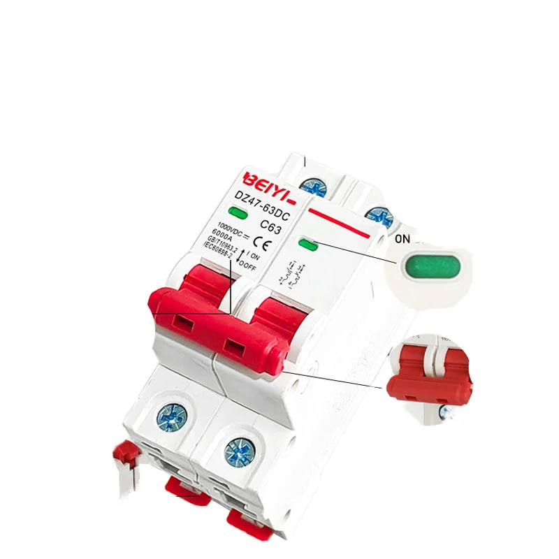 DC Miniature Circuit Breaker DZ47-63 2P Double Pole 63A 1000VDC Solar PV Protection MCB · image 1
