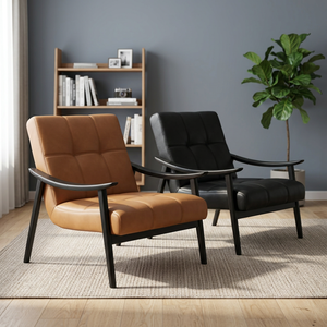 Silla Moderna de Salón en Cuero PU con Respaldo Acolchado, Patas de Metal, Diseño de Mediados de Siglo, Opciones de Color Marrón y Negro, Muebles para el Hogar - Product Image 4