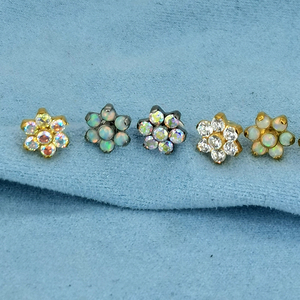 <span class=keywords><strong>Christina</strong></span> G23 ensemble de broches à filetage interne nombril <span class=keywords><strong>Piercing</strong></span> bijoux anneau Calendo personnalisé ASTM F136 titane opale fleur - Product Image 4