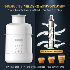 Bebek Pirinç Yağı Tahıl Hazırlama Makinesi Akıllı Pişirici Buharlı Pişirici Blender 25ml Mini Porsiyon Çok Satan - Product Image 4