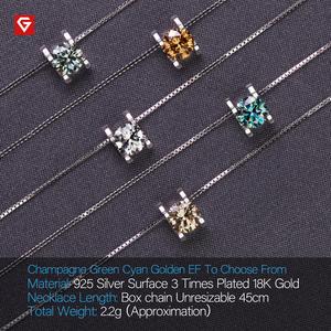 GIGAJEWE 0,6 Ct 5,5mm Color blanco redondo 18K chapado en oro blanco 925 joyería de plata Moissanite colgante collar - Product Image 4