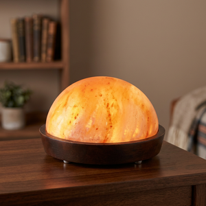 Lámpara de Sal Roja Natural del Himalaya, Decorativa, de Cristal, con Base de Madera, para Dormitorio, Mesita de Noche, Sala de Estar y Oficina - Product Image 1
