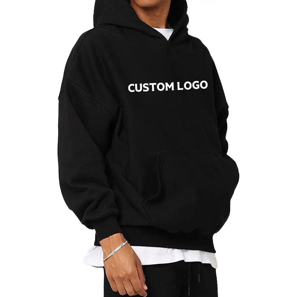 LORISOW Factory Cotton Fleece French Terry Pullover Men Oversized Heavy weight 300 Gsm Cropped Boxy Fit Blank Hoodie sweatshirt