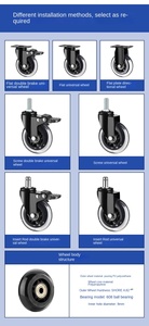 Jzm bán buôn 2/3/4 inch nhiệm vụ ánh sáng xe đẩy khách sạn xoay PU đồ nội thất cao su Ghế văn phòng Caster bánh xe im lặng mang với phanh - Product Image 6
