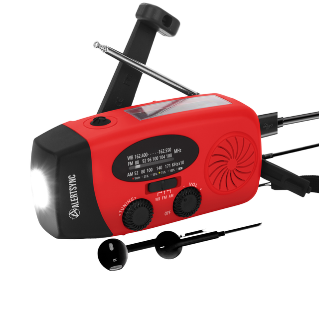 Portable Emergency 2000mAh Radio AM/FM/NOAA Weather Solar Hand Crank LED Flashlight Power Bank Plastic Hot Sale