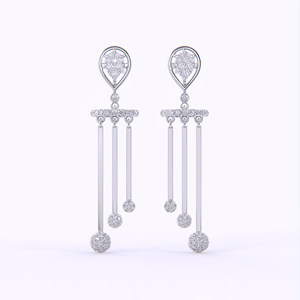 Dewdrop Symphony Danglers In 14K Solid Yellow White Gold VS Lab Grown <b>Diamond</b> <b>Dangle</b> <b>Earring</b> Fine Jewelry From Indian Seller - Product Image 3