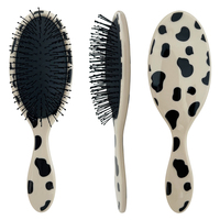 Brosse démêlante à poils de sanglier imprimée 3D motif léopard pour extensions de cheveux et perruques, personnalisable avec logo
