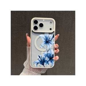 Funda Transparente con Anillo Magnético y Diseño de Flor de Lirio Azul para iPhone 17 16 15 14 13 12 Pro Max, Carcasa de PMMA Transparente - Product Image 5