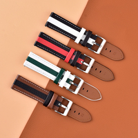 Bracelets de montre en cuir véritable de fournisseur chinois, 18, 20, 22 mm, pour montres Rolex, Omega, Patek Philippe, bracelet en cuir Cartier Santos