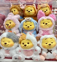 100% Original Cartoon 9PCS/Boîte Miniso Winnies the Poohs Naughty Party Series Pendentifs en vinyle et peluche Boîtes mystères Porte-clés suspendus