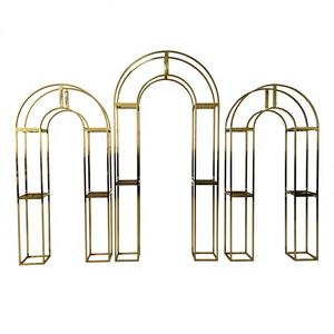 ฉากหลังงานแต่งงานทรงเรขาคณิตเรียบหรู ชุบทอง ทำจากสแตนเลสสตีล ดีไซน์กระจกเงา ขนาด 100x220 ซม./200 ซม. สำหรับตกแต่งงานแต่งงาน - Product Image 1