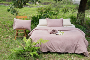 Muted <b>Plum</b> <b>Bedding</b> Set 4 PCS 100% High-Quality Washed Cotton 2 Pillow Cover Duvet Cover Bed Sheet Cover Natural Eco-Friendly - Product Image 5