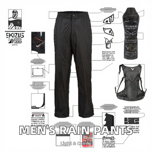 PRIMEAGE INDUSTRIES Pantalon de pluie technique unisexe haut de gamme, léger et pliable, longueur intégrale, imperméable, pour la pêche - Product Image 2