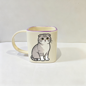 Taza <span class=keywords><strong>de</strong></span> Café <span class=keywords><strong>de</strong></span> Cerámica Pintada a Mano con Diseño <span class=keywords><strong>de</strong></span> Gato Escocés - Regalo Personalizado para las Fiestas - Product Image 2