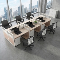 Office Cubicle Workstation Work Computer Desk Modern Wooden Employee Seat Partition Station Table Furniture Set with Storage