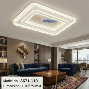 Lámpara LED rectangular ondulada de techo para sala de estar, estilo moderno con plumas, con pintura, para decoración de interiores de lujo. - Product Image 1