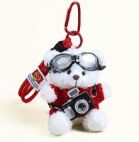 Pendentif caméra ours, pendentif de sac, poupée en peluche, porte-clés couple, cadeau créatif, porte-clés