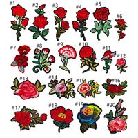 Patchs brodés thermocollants écologiques de style chinois avec de grandes fleurs rouges pour chapeaux