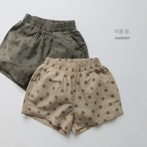Vêtements d'été de style japonais et coréen, nouveaux shorts basiques à pois pour enfants, shorts respirants en coton tricoté pour garçons et filles - Product Image 4