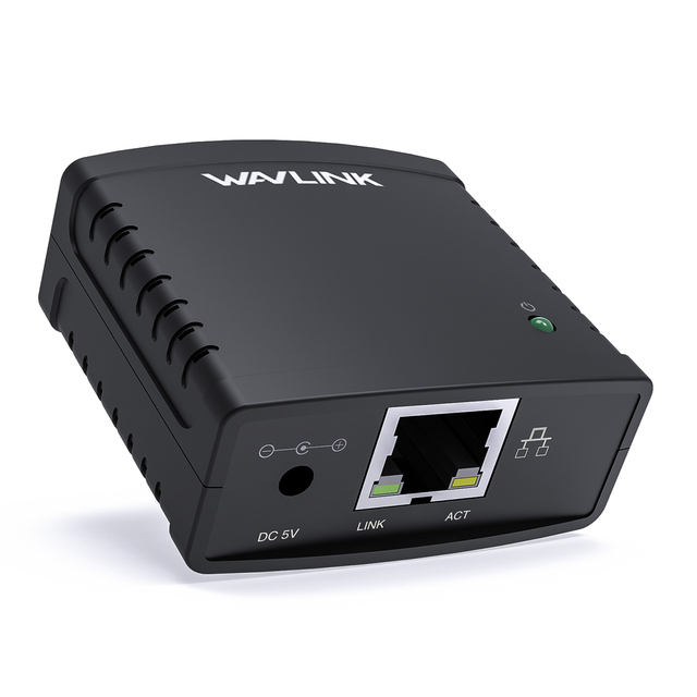 WAVLINK USB Printer Server 10/100Mbps Networking WiFi LAN/Bridge 480Mbps Wired Standalone USB2.0 Compatible for 78M41 72N11
