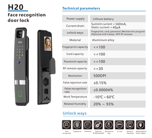 Cerradura Inteligente con Reconocimiento Facial 3D y Huella Dactilar, Cerradura de Seguridad Inteligente con WiFi, Cerradura Automática para Puerta, Candado Inteligente, Último Modelo 2024 - Product Image 2