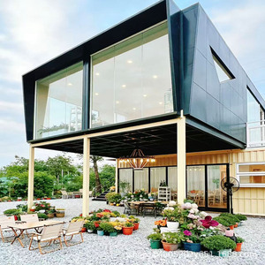 บ้านคอนเทนเนอร์ทรงสี่เหลี่ยมผืนผ้าดีไซน์ทันสมัยสำหรับร้านค้าพร้อมหน้าต่างกระจกและพื้นที่นั่งเล่นกลางแจ้ง - Product Image 2