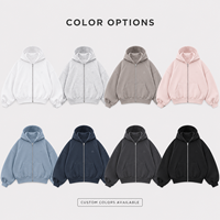 Sweat-shirt homme 100% coton molletonné 450 GSM, coupe oversize, uni, avec fermeture éclair, blanc, brodé de logos, long, de haute qualité.