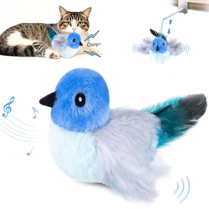 Jouet pour chat intelligent et mignon, oiseau volant et battant les ailes, réaliste, interactif, à jouet autonome, avec herbe à chat, écologique - Product Image 1