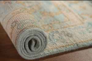 Teinture végétale turquoise légère florale Oushak tapis d'accent noué à la main turc personnaliser les tapis disponibles - Product Image 3