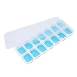Food Grade 14 Square Silicone Ice Cube Mold Silicone Press Type Ice Cube Tray With Cover Food Box Ice Cube Mold For Baby