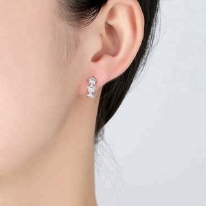 Pendientes de Aro con Forma de Camelia, Modelo Nobility, Circonita Cúbica 4A, Chapados en Rodio, Plata de Ley 925, para Regalo de Boda - Product Image 6