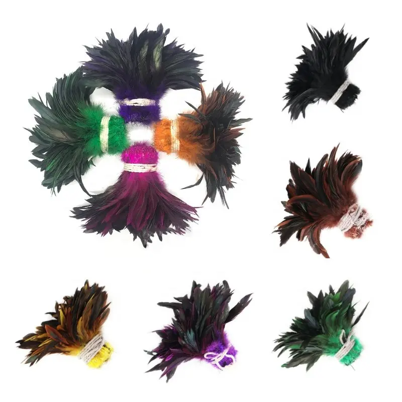 144 warna 4-8 "dicelup bersenar setengah perunggu bulu ayam Schlappen bulu untuk hiasan kepala kostum Karnaval dekorasi