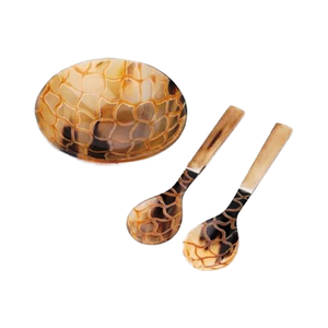 Ensemble de bols en corne de buffle fabriqués à la main de haute qualité Ultra brillant avec cuillère pour bol décoratif de haute qualité - Product Image 1