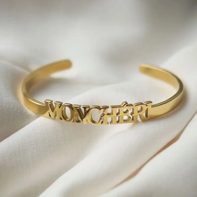 Envío de la gota de moda ajustable nombre personalizado pulsera de las mujeres bebé personalidad brazalete