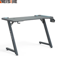 Table de jeu en métal RVB noire d'occasion pour gamer, modèle e-sport avec porte-gobelet et accessoires – Prix usine de gros Quantum
