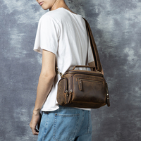 Sac de poitrine/épaule/messager vintage personnalisé en cuir véritable pour homme, fermeture éclair étanche, grande capacité, durable
