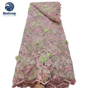 Bestway 3d fiori ricamati con perline <span class=keywords><strong>Tulle</strong></span> netto tessuto di pizzo - Product Image 1