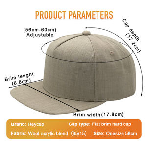 Gorra Heycap Deportiva, Transpirable, Personalizable, <span class=keywords><strong>de</strong></span> 5 Paneles, con Visera Curva, <span class=keywords><strong>Lana</strong></span>, Logotipo Bordado <span class=keywords><strong>en</strong></span> 3D, Visera Clásica, Parte Superior Rígida, Estilo Hip-hop - Product Image 3