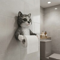 Porte-rouleau de papier toilette mural personnalisé en polyrésine, support de rouleau de papier OEM, décoration mignonne en résine pour salle de bain et maison, motif animal