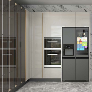 Gabinete de cocina de alto brillo Melbourne Project hecho de material HDF con solución de diseño gráfico incluye accesorio para patadas en la punta - Product Image 1