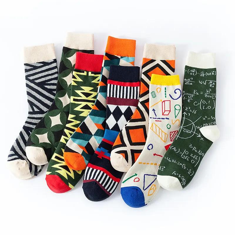 Calcetines de baloncesto para hombre Función Geometría Mediados de tubo Calcetines de marea Calcetines de algodón de marca Instagram Tidal europeos y americanos