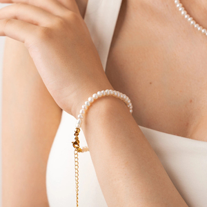 Bracelet de perles d'eau douce véritable pour femmes Bracelet de perles rondes en or 18 carats avec perles de riz Cadeau de demoiselle d'honneur Bijoux de <span class=keywords><strong>mariage</strong></span> - Product Image 6