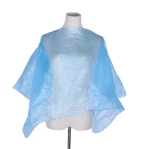 Personnalisé unisexe poly tablier de barbier teinture des cheveux jetable polyéthylène cape tablier de coupe de cheveux tablier de salon cape en plastique